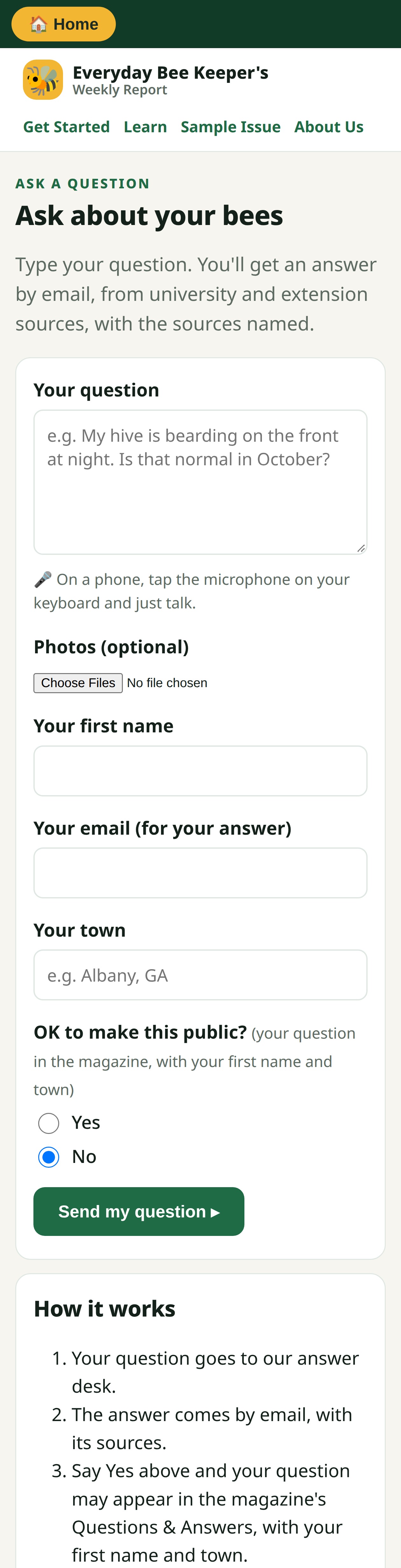 Ask a Question page